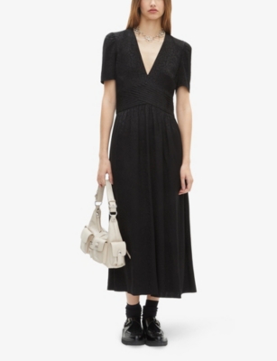 THE KOOPLES: Leopard-Jacquard V-Neck Woven Midi Dress