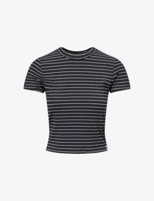 Rag & Bone Womens Luca Striped Stretch-woven T-shirt Ivybl In Gray