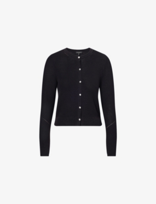 Rag & Bone Womens Dina Round-neck Cotton-blend Cardigan Black In Black