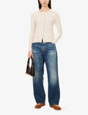 Rag & Bone Womens Francesca Round-neck Stretch-wool Blend Cardigan Oatml In Neutral