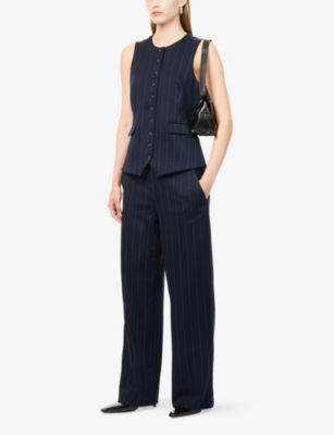 Rag & Bone Womens Nvymt Irina Ponte Striped Stretch-woven Vest In Blue