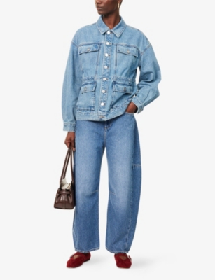 Rag & Bone Womens Ithca Amy Drawstring-waist Denim Jacket In Blue