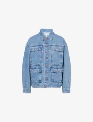 Rag & Bone Womens Ithca Amy Drawstring-waist Denim Jacket In Blue