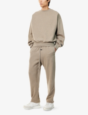 Essentials Mens Homestead Heather Classic Logo-embellished Crewneck Cotton-blend Sweatshirt In Neutral