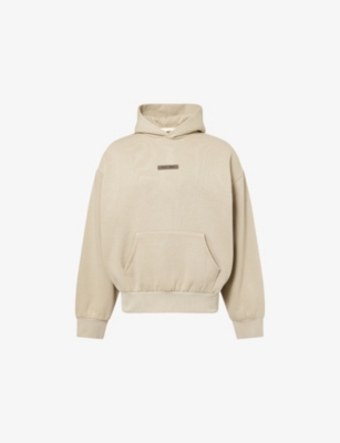 Essentials Mens Abbey Stone Classic Fleece Logo-embellished Cotton-blend Hoody Xs In Neutral