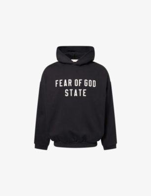 Essentials Mens Jet Black 90s Oversized-fit Cotton-jersey Hoody In Black