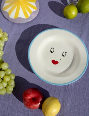 Laetitia Rouget Disney X  Lips Stoneware Dessert Plate In Multi