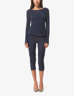 SKIMS: Sheer Rib Long-Sleeve Crew Neck Jersey Top