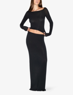 SKIMS: Sheer Mid-Rise Stretch-Modal Maxi Skirt