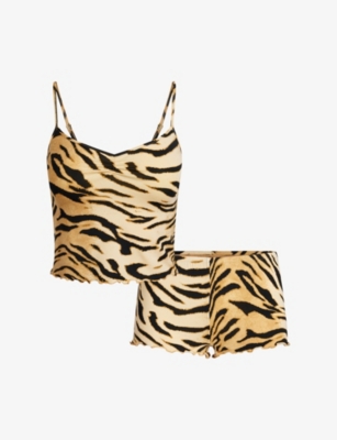 SKIMS: Sleep Tiger-Print Stretch-Modal Pyjama Set