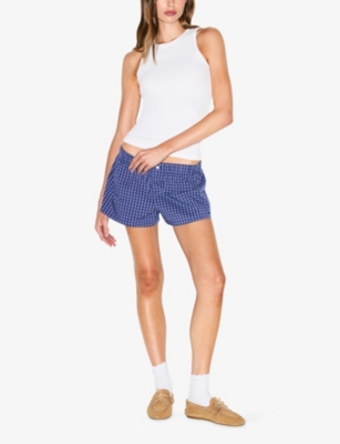 SKIMS: Checked Stretch-Cotton Tank Top and Boxer Shorts Set