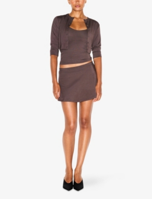SKIMS: Smooth Lounge Cropped Stretch-Modal Cardigan