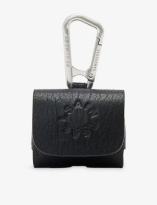 Allsaints Womens Black Haven Branded Leather Airpods Cas In Black
