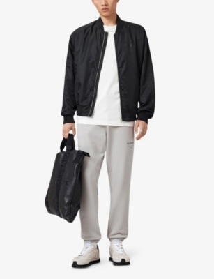 Allsaints Mens Carbon Grey Future Brand-print Cotton Jogging Bottoms In Gray