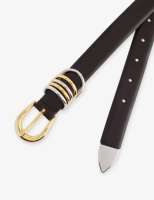 Dehanche Womens Marrone Hollyhock Mixed Metal Leather Belt In Brown