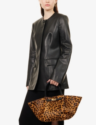 Demellier Womens Leopard Effect/black F02 The Midi New York Suede Tote Bag