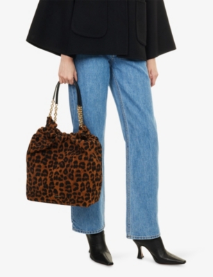 Demellier Womens Leopard Effect/black Miami Leather Shoulder Bag