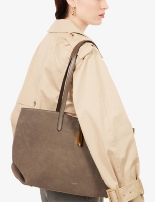 Demellier Womens The Tokyo Suede Tote Bag Deep Olive In Green