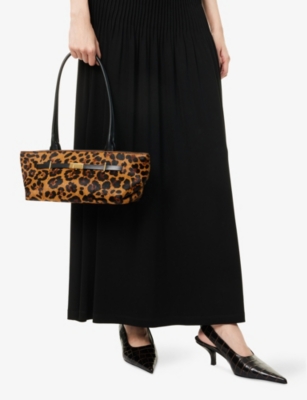 Demellier Womens Leopard Effect/black The New York Leather Shoulder Bag In Animal Print