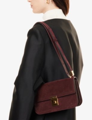 Demellier Womens Burgundy F02 Paris Suede Cross-body Bag