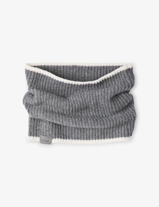 Contrast-Trim Ribbed-Knit Wool Neck Warmer