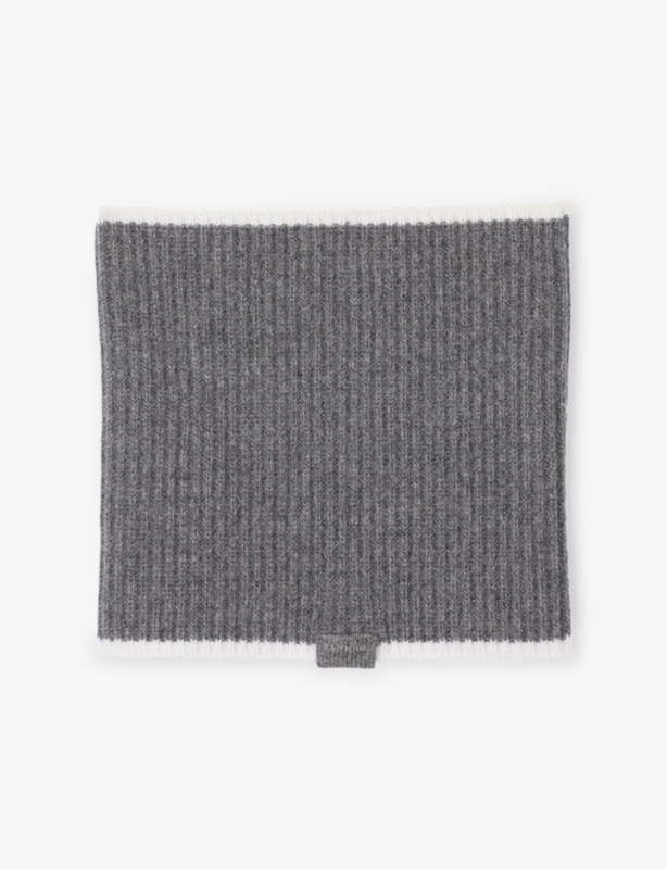 Contrast-Trim Ribbed-Knit Wool Neck Warmer