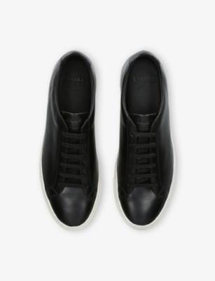 Loake Mens Navy Sprint Contrast-stich Leather Low-top Trainers In Black