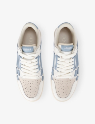 Amiri Leather Sneakers Featuring Skeleton Applique In Blue