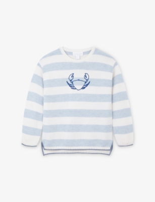 The Little White Company: Happy Crab Striped Knitted Jumper 0 Months - 4 Years