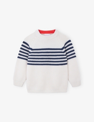 The Little White Company: Striped Round-Neck Wool and Cashmere-Blend Jumper 0-4 Years