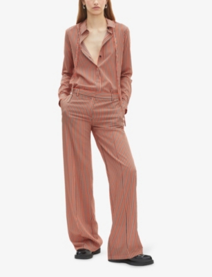 THE KOOPLES: Striped Wide-Leg Mid-Rise Stretch-Woven Trousers