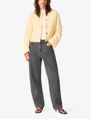 WHISTLES: Patch-Pocket Collarless Textured Cotton Jacket