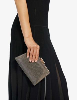 Dune Womens Bronze Metallic Fabric Bellaria Chain-strap Woven Clutch Bag