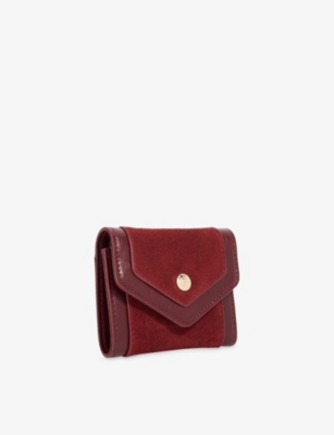 Dune Womens Burgundy Suede Kamara Suede Card Holder In Burgundy