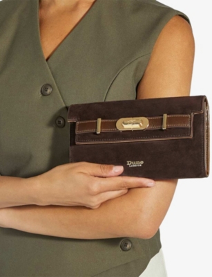 Dune Womens Brown Suede Showmance Leather Cross-body Bag In Brown