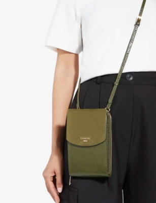 Dune Womens Khaki Synthetic Sunrise Lizard-embossed Faux-leather Cross Body Bag