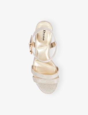 Dune Womens Gold Plain Synthetic Merisa Metallic-woven Block-heel Sandals Eur 39 / 6 Uk In Gold