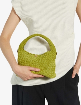 Dune Womens Lime Plain Synthetic Dinkydeliberate Mini Faux-suede Shoulder Bag