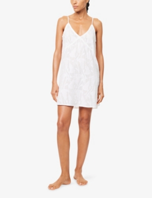 DESMOND AND DEMPSEY: V-Neck Textured Cotton Nightdress