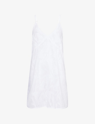 DESMOND AND DEMPSEY: V-Neck Textured Cotton Nightdress