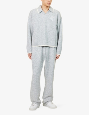 THE COUTURE CLUB: Emblem Appliqué Knitted Polo Top