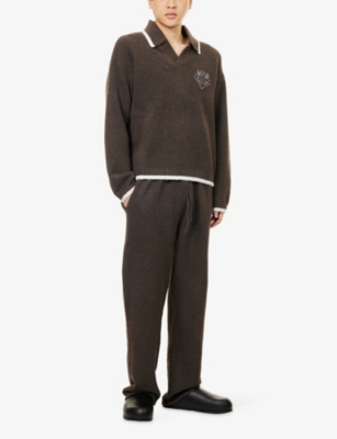 THE COUTURE CLUB: Emblem Appliqué Knitted Polo Top