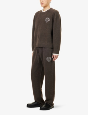 The Couture Club Mens Emblem Crewneck Knitted Jumper Brown In Brown