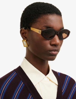 Reselfridges Womens  Pre-loved Versace 90s Oval-frame Acetate Sunglasses In Multi