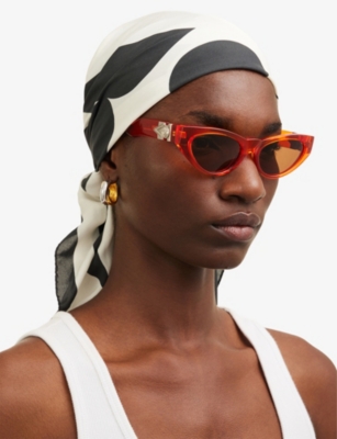 Reselfridges Womens  Pre-loved Versace 90s Cat-eye-frame Acetate Sunglasses In Multi