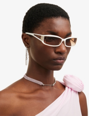 Reselfridges Womens  Pre-loved Givenchy 90s Rectangular-frame Acetate Sunglasses In Black