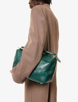 Loewe Womens Evergreen Puzzle New Large Leather Top Handle Bag In Green