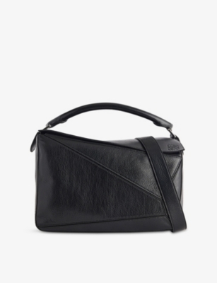 Loewe Womens Black Puzzle New Large Leather Top Handle Bag