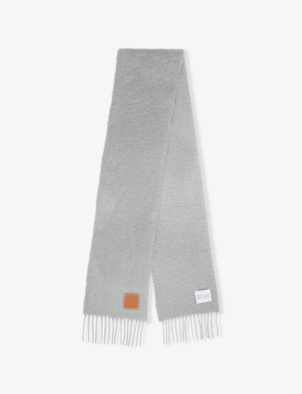 Brand-Plaque Fringed Wool-Blend Scarf