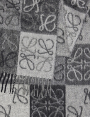 LOEWE: Anagram Fringed Wool And Cashmere Scarf
